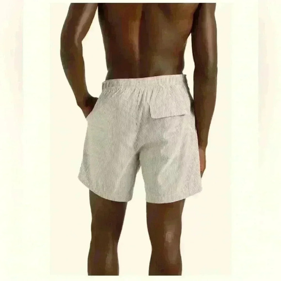 Onia Mens Swim Trunks Board Shorts Size 34 Calder 7.5” Light Grey White Stripe - Picture 2 of 11
